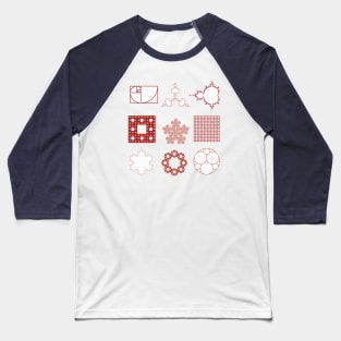 9 Fractals- red Baseball T-Shirt